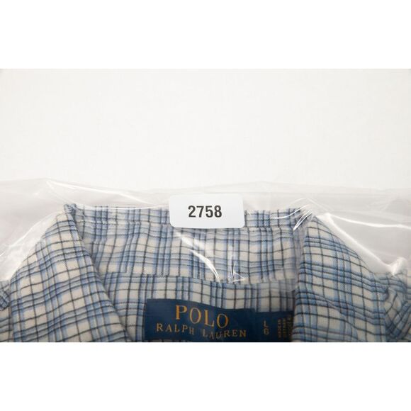 Polo Ralph Lauren Shirt Men Large White Blue Plaid Custom Fit Flannel - Picture 9 of 9